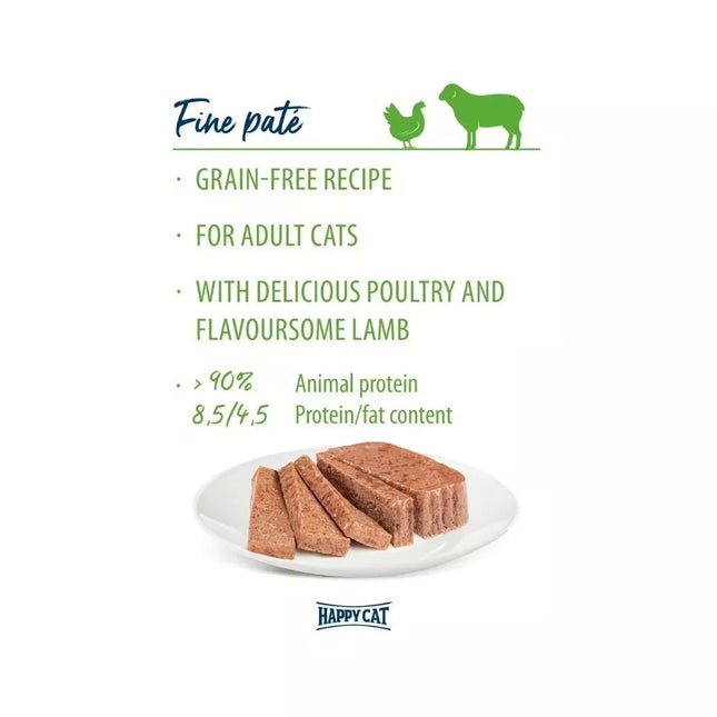Happy Cat Duo Wet Food for Cats with Poultry and Lamb, 100g