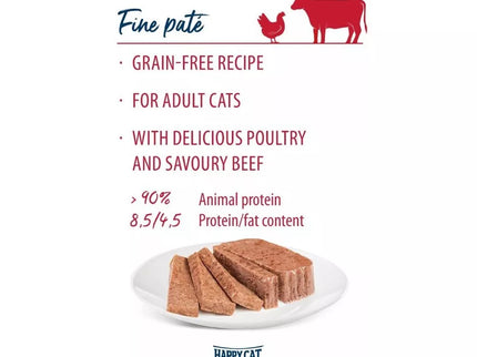 Happy Cat Duo Wet Food for Cats with Poultry and Beef, 100 g