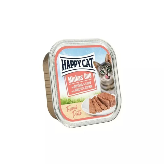 Happy Cat Duo Wet Food for Cats with Poultry and Salmon, 100 g