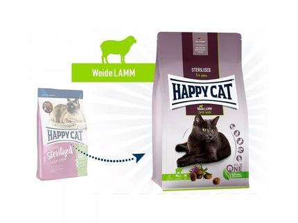 Happy Cat Complete Food for Sterilised Cats with Lamb Sterilised WeideLamm, 300 g