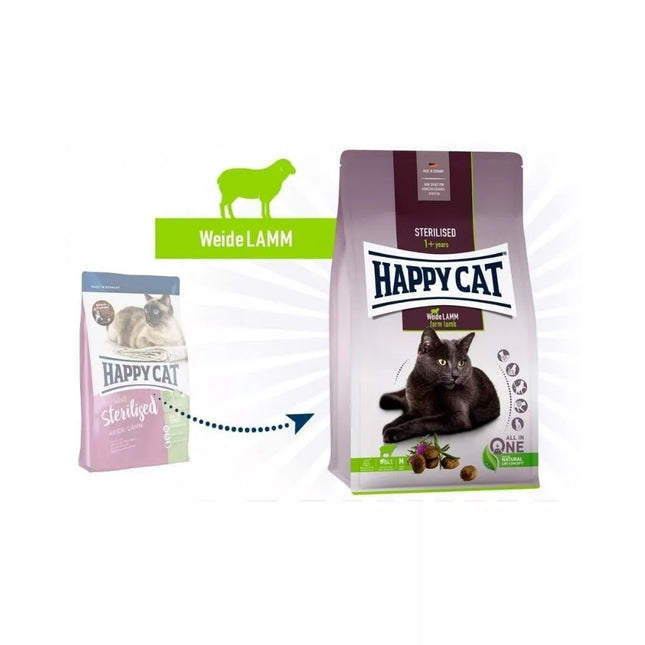 Happy Cat Complete Food for Sterilised Cats with Lamb Sterilised WeideLamm, 300 g