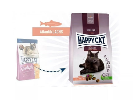 Happy Cat Complete Food for Sterilized Cats with Salmon Sterilised Atlantik Lachs, 300 g