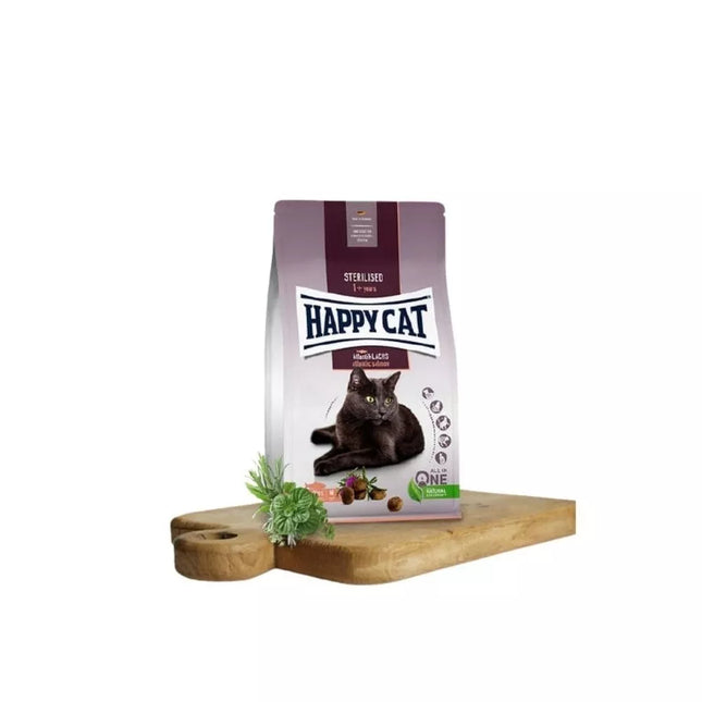 Happy Cat Complete Food for Sterilized Cats with Salmon Sterilised Atlantik Lachs, 300 g