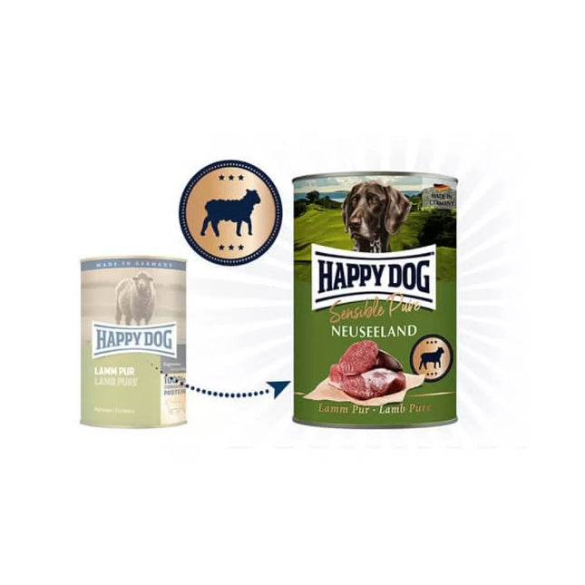 Happy Dog Lamm Pur Canned Food for Dogs with Lamb, 200 g