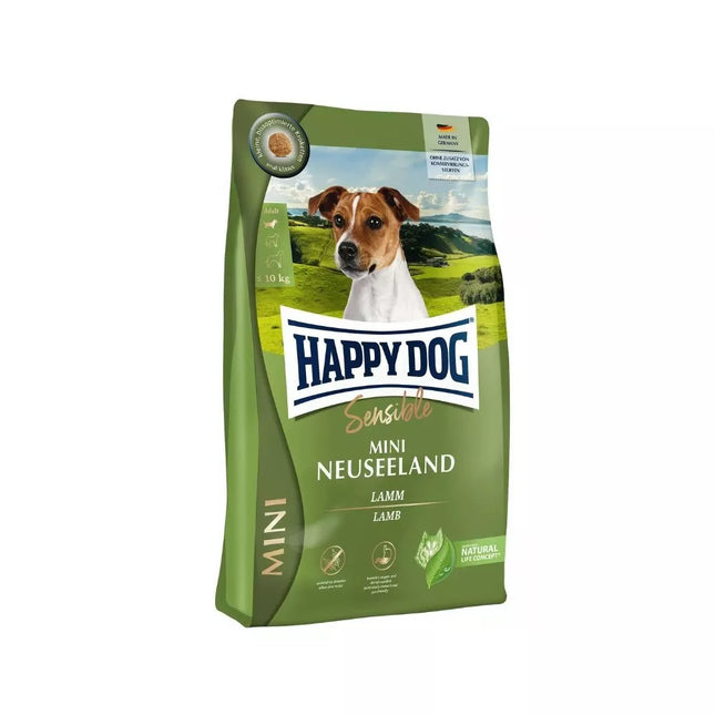 Happy Dog Mini Neuseeland visavertis pašaras mažų veislių suaugusiems šunims su ėriena ir ryžiais, 800 g