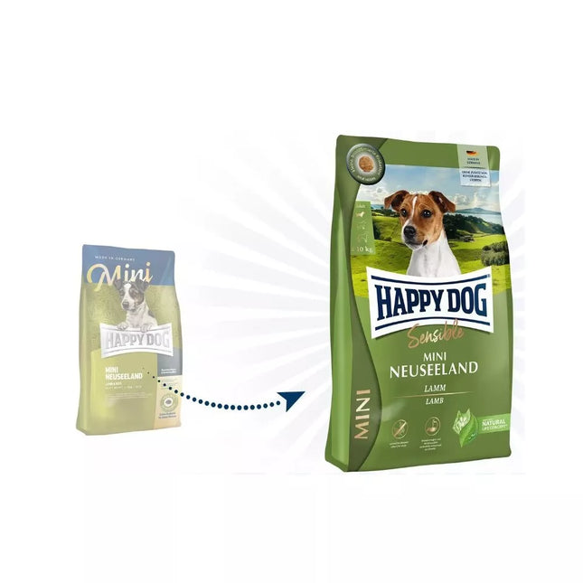 Happy Dog Mini New Zealand Complete Food for Small Breed Adult Dogs with Lamb and Rice, 800 g