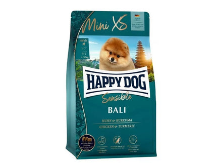 Complete Food for Small Breed Adult Dogs with Chicken and Turmeric, 300 g - Happy Dog XS Mini Bali