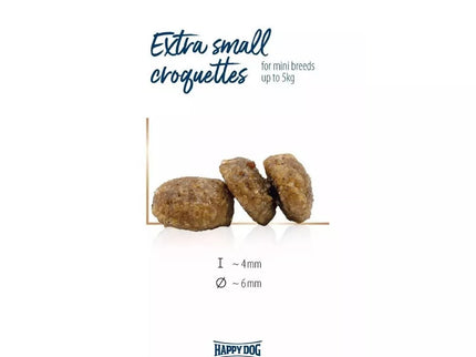 Happy Dog XS Mini Japan visavertis pašaras mažų veislių suaugusiems šunims su upėtakiais ir jūrų dumbliais, 300 g