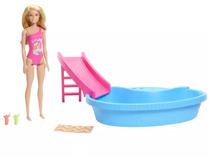BARBIE lėlės ir baseino pramogų rinkinys (HRJ74)