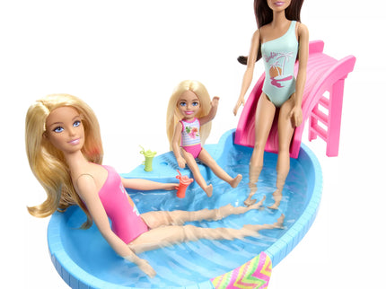 BARBIE lėlės ir baseino pramogų rinkinys (HRJ74)