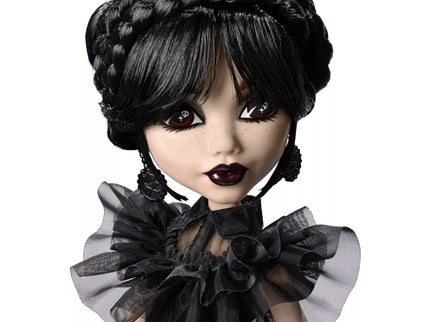 MONSTER HIGH X WEDNESDAY lėlė Trečiadienė juoda suknele (HXJ03)