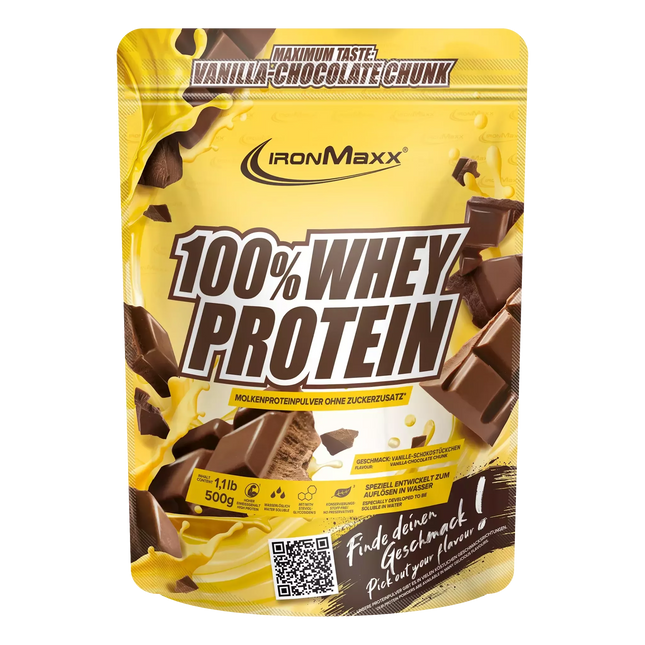 IronMaxx 100% Whey Protein (Vanilla Choco Chunk) 500 g. (Expires on: 2025.09.30)
