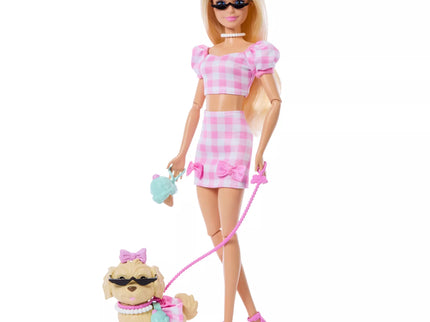BARBIE TWINNING LOOKS Blonde Doll and Puppy Set (JFP36)