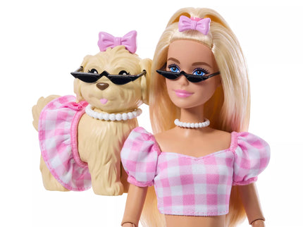 BARBIE TWINNING LOOKS Blonde Doll and Puppy Set (JFP36)