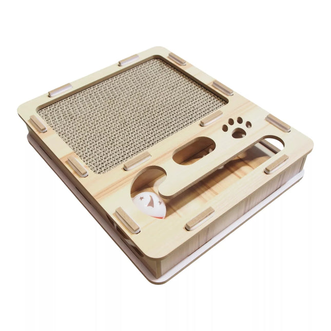 Interaktyvus kačių žaislas–draskyklė su kamuoliukais