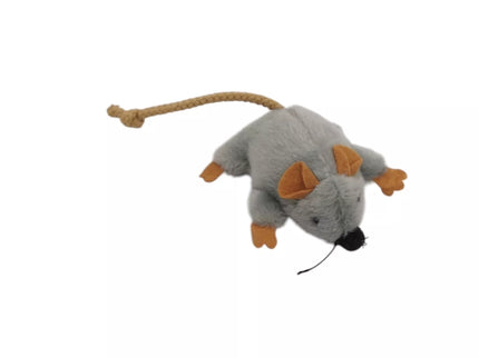 Katės žaislas – minkštas pliušinis žiurkėnas su uodega