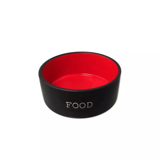Ceramic bowl black/red, 400 ml