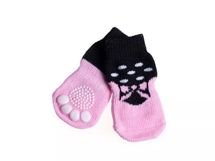 Pink Bow Dog Socks, Size M, 4 Pieces