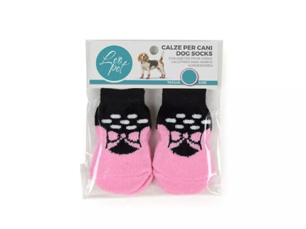 Pink Bow Dog Socks, Size M, 4 Pieces