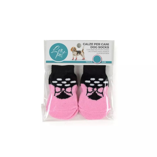 Pink Bow Dog Socks, Size M, 4 Pieces