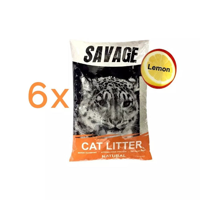 Clumping Cat Litter, Lemon Scented, Savage, 6x5 L