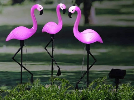 LED saulės sodo lempos – flamingas