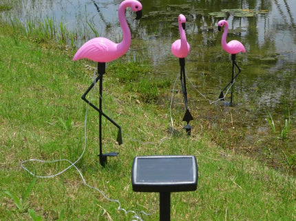 LED saulės sodo lempos – flamingas