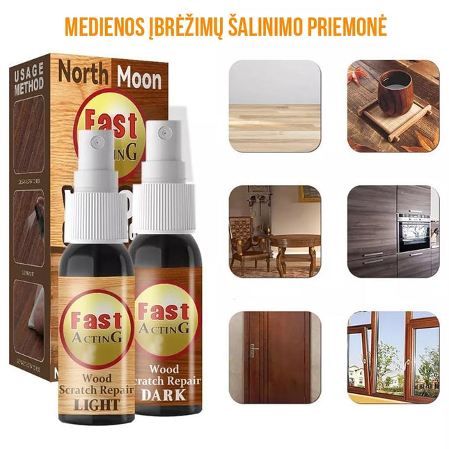 Medinių grindų įbrėžimų šalinimo purškiklis