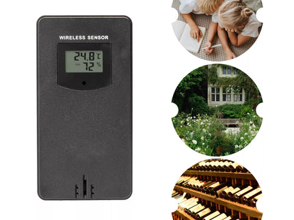 Meteorologinė stotis RCC – Elektroninė, bevielė, jutiklinė, juoda