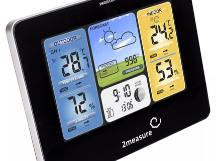 Meteorologinė stotis RCC – Elektroninė, bevielė, jutiklinė, juoda