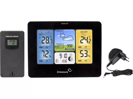Meteorologinė stotis RCC – Elektroninė, bevielė, jutiklinė, juoda