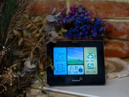 Meteorologinė stotis RCC – Elektroninė, bevielė, jutiklinė, juoda