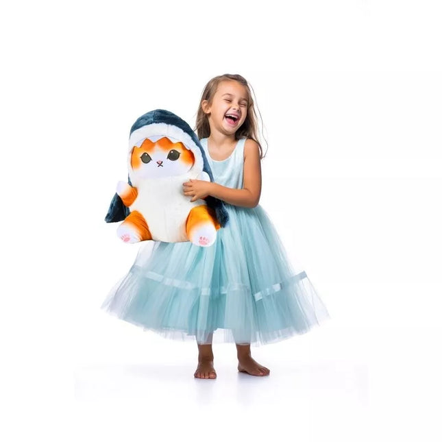 Minkšta pliušinė pagalvėlė – katinas rykliuko kostiume