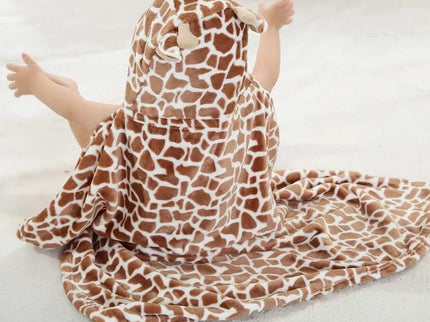 Minkštas kūdikio rankšluostis–apsiaustas su gobtuvu „Žirafa“