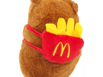 Minkštas pliušinis žaislas kapibara su bulvyčių kuprine