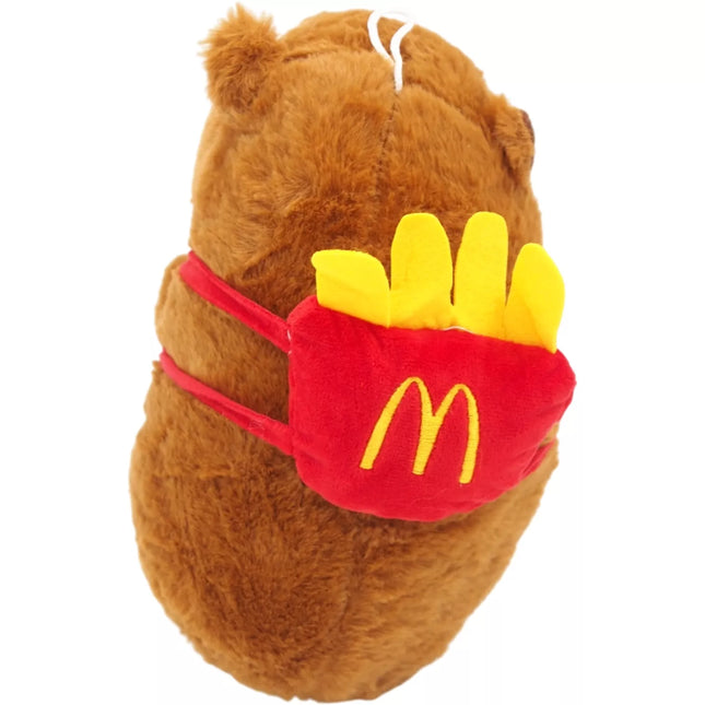 Minkštas pliušinis žaislas kapibara su bulvyčių kuprine