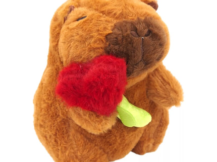 Minkštas pliušinis žaislas kapibara su širdelės gėle