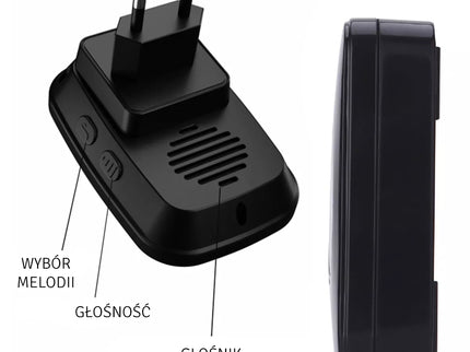 Modernus belaidis durų skambutis juodas