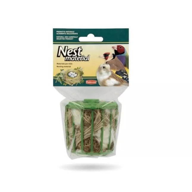 Natural Fiber Mix (Jute, Sisal, Coconut, Cotton) for Bird Nests with Holder