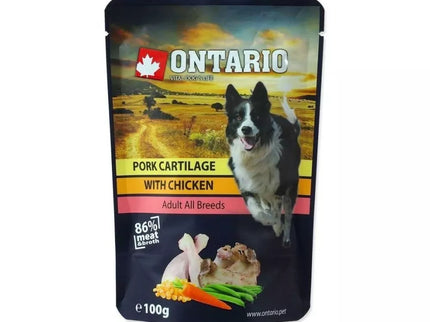 Ontario konservai šunims su kiaulienos kremzlėmis ir vištiena, 100 g