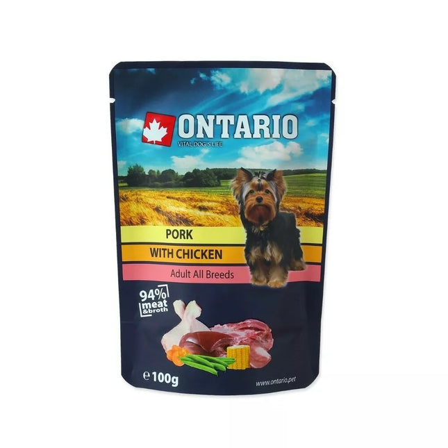 Ontario Wet Food for Dogs with Pork and Chicken in Broth, 100 g