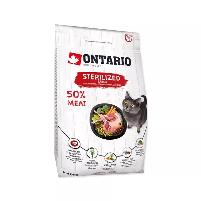 Ontario Complete Food for Sterilised Cats Cat Sterilised Lamb, 0.4 kg