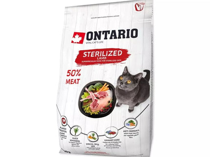 Ontario visavertis pašaras sterilizuotoms katėms Cat Sterilised Lamb, 0,4 kg