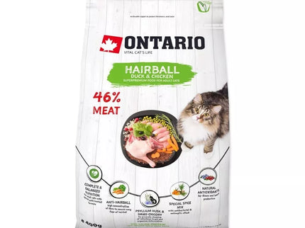 Ontario visavertis pašaras suaugusioms katėms Cat Hairball, 0,4 kg