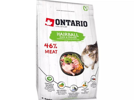Ontario visavertis pašaras suaugusioms katėms Cat Hairball, 0,4 kg