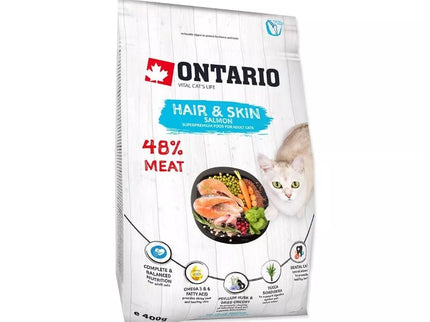 Ontario visavertis pašaras suaugusioms katėms Cat Hair&Skin, 0,4 kg