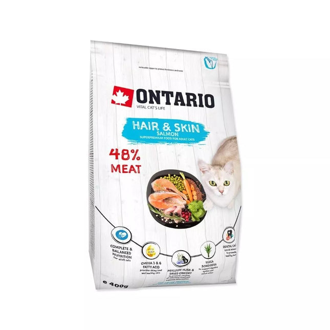 Ontario Complete Cat Food for Adult Cats Cat Hair&Skin, 0.4 kg