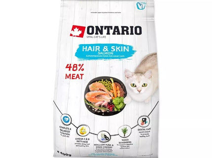Ontario visavertis pašaras suaugusioms katėms Cat Hair&Skin, 0,4 kg