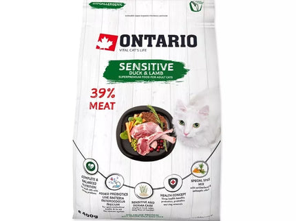 Ontario visavertis pašaras suaugusioms katėms Cat Sensitive, 0,4 kg