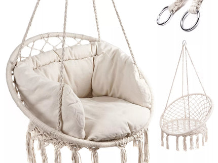 Pakabinamas hamakas + pagalvė (baltas)